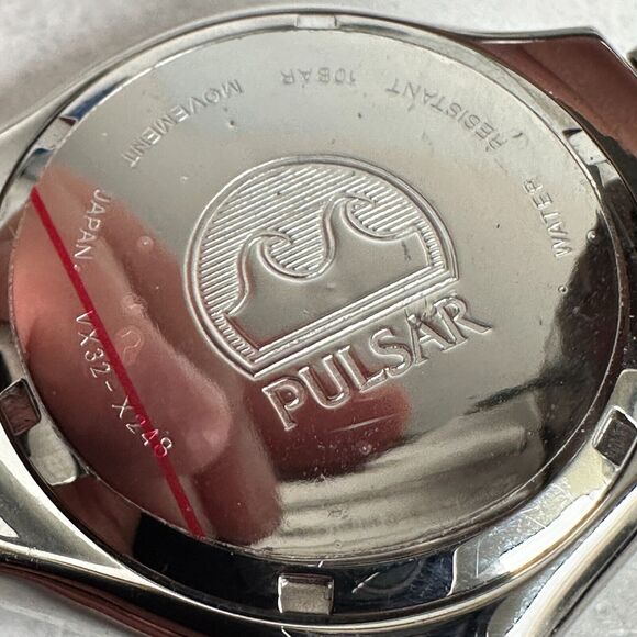 Pulsar Watch Mens 38mm Date Blue Dial Silver Tone 8" Rotating Bezel New Battery - Picture 8 of 10